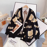 bear cardigan sweater loose knitted cardigan HZ1024