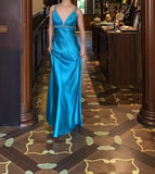 Royal Blue Backless Satin Prom Dress - Backless Sexy Empire Dress - Glitter Beaded Evening Dress for Quinceanera&Birthday HZ1024