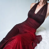 Green Formal Dresses, V-neck Sheath Glitter Birthday Dresses, Chiffon Retro Backless Party Dresses HZ1024