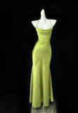 Satin Swing Neck Spaghetti Straps Mermaid Gown Elegant Backless Prom Dress for Quinceanera&Graduation HZ1024