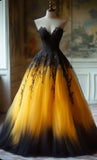 Yellow Sweetheart Neck Tulle A-Line Prom Dress Gorgeous Evening Dress HZ1024