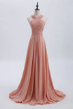 Blush Pink Prom & Wedding Dress-Sweet 16 Chiffon Evening Gown for Graduation & Quinceanera HZ1024