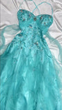 1950s Inspired Baby Princess Blue Prom Dress - Shimmering Sequins Tulle & Satin Ballgown for Formal Events HZ1024