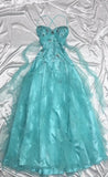 1950s Inspired Baby Princess Blue Prom Dress - Shimmering Sequins Tulle & Satin Ballgown for Formal Events HZ1024