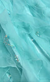 1950s Inspired Baby Princess Blue Prom Dress - Shimmering Sequins Tulle & Satin Ballgown for Formal Events HZ1024