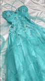 1950s Inspired Baby Princess Blue Prom Dress - Shimmering Sequins Tulle & Satin Ballgown for Formal Events HZ1024