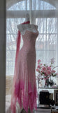 Cinderella Pink A-Line Evening Gown - Iridescent Beaded Tulle with Soft Chiffon Layers for Sweet 16 HZ1024