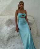 Sheath Tiffany Blue Prom Dresses Satin Formal Dresses HZ1024
