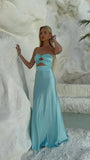 Sheath Tiffany Blue Prom Dresses Satin Formal Dresses HZ1024