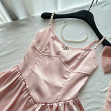 Spring Pool Party Dress Pink Satin A-Line Short Prom Dress for Birthday &Homecoming HZ1024