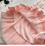 Spring Pool Party Dress Pink Satin A-Line Short Prom Dress for Birthday &Homecoming HZ1024