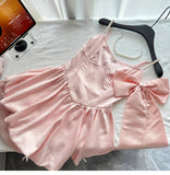 Spring Pool Party Dress Pink Satin A-Line Short Prom Dress for Birthday &Homecoming HZ1024