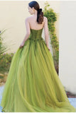 ??Fairytale Tulle Ball Dress for Wedding & Birthday - Strapless A-line Evening Dress HZ1024
