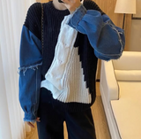 patchwork long-sleeved women's sweater HZ1024