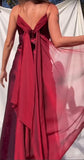Purple Satin Prom Dress Vintage Glam Evening Gown with Chiffon Ribbon HZ1024