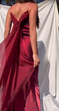 Purple Satin Prom Dress Vintage Glam Evening Gown with Chiffon Ribbon HZ1024