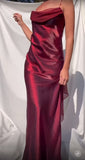 Purple Satin Prom Dress Vintage Glam Evening Gown with Chiffon Ribbon HZ1024