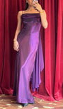 Purple Satin Prom Dress Vintage Glam Evening Gown with Chiffon Ribbon HZ1024