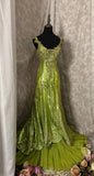 Bud Green Mermaid Sequins Beaded Prom Dress Backless Tulle Evening Gown HZ1024
