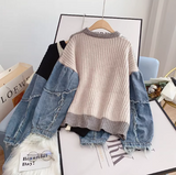 patchwork long-sleeved women's sweater HZ1024