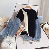 patchwork long-sleeved women's sweater HZ1024
