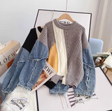 patchwork long-sleeved women's sweater HZ1024