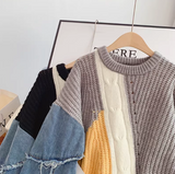 patchwork long-sleeved women's sweater HZ1024