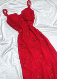 Fairytale Red Chiffon Prom Dress for Party&Birthday Glitter Beaded Applique Evening Gown HZ1024