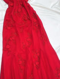 Fairytale Red Chiffon Prom Dress for Party&Birthday Glitter Beaded Applique Evening Gown HZ1024