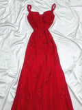 Fairytale Red Chiffon Prom Dress for Party&Birthday Glitter Beaded Applique Evening Gown HZ1024