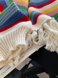 Stripe Fringe Loose Crewneck Sweater HZ1024