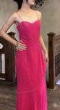 Pink Spaghetti Strap Beaded Long Prom Dress Formal Evening Gowns HZ1024