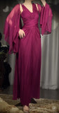 A-Line Grape V-neck Long Prom Dress Glam Sleeveless Chiffon Evening Dress HZ1024