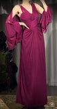 A-Line Grape V-neck Long Prom Dress Glam Sleeveless Chiffon Evening Dress HZ1024