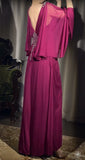 A-Line Grape V-neck Long Prom Dress Glam Sleeveless Chiffon Evening Dress HZ1024