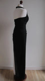 Black Chiffon Beaded Neck Prom Dresses Elegant White Ruffle Party Dresses HZ1024