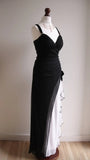 Black V-neck Chiffon Ball Dress Glam Ruffle Party Dress HZ1024