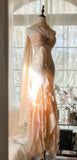 Spaghetti Straps Ombre Chiffon Mermaid Gowns Vintage Gentle Backless Prom Dress HZ1024