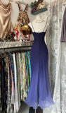 Gradient Midnight Purple Mermaid Spaghetti Strap Chiffon Long Prom Dresses Backless Evening Dress HZ1024