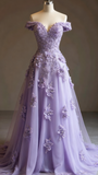 Red A-line Off-the-shoulder Tulle Beaded Long Prom Dress Formal Applique Evening Dress HZ1024