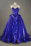 Blue Sweetheart Glitter Beaded Tulle Ball Gowns Formal Evening Gowns HZ1024