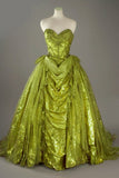 Gold Sweetheart Glitter Beaded Tulle Ball Gowns Formal Evening Gowns HZ1024