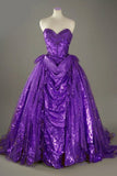 Blue Sweetheart Glitter Beaded Tulle Ball Gowns Formal Evening Gowns HZ1024