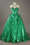 Gold Sweetheart Glitter Beaded Tulle Ball Gowns Formal Evening Gowns HZ1024