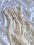 White Spaghetti Straps Chiffon Sheath Gentle Prom Dresses with Beading HZ1024