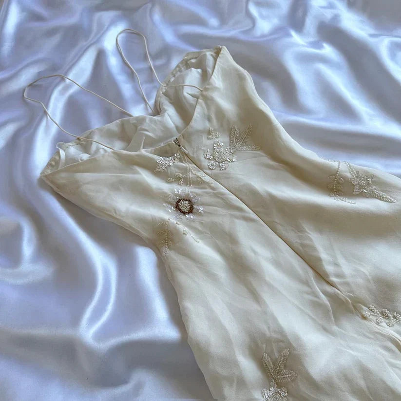 White Spaghetti Straps Chiffon Sheath Gentle Prom Dresses with Beading HZ1024