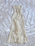 White Spaghetti Straps Chiffon Sheath Gentle Prom Dresses with Beading HZ1024