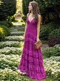 Purple Spaghetti Straps A-Line Chiffon Long Prom Dress Backless Formal Evening Dress HZ1024
