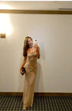 Champagne Strapless Sheath Sparkling Tulle Long Prom Dress Sexy Party Dress HZ1024