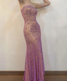 Purple Chiffon Mermaid Prom Dresses Elegant Beaded Sleeveless Party Dresses HZ1024